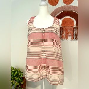 🍁Vintage Nordstrom Sandra Ingrish Breezy Stripped Tank Size Small